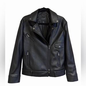 Banana Republic Oversized Black Vegan Leather Moto Jacket - Size XS